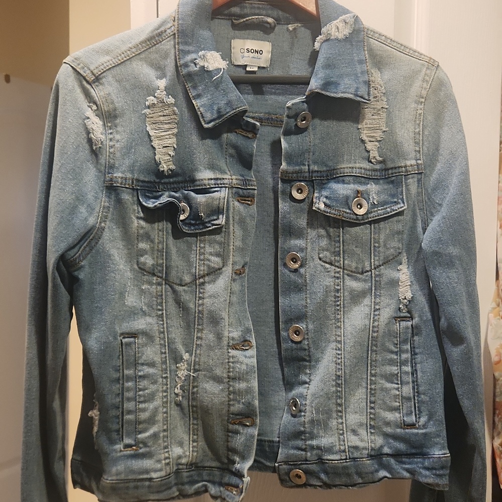 Ci Sono Women's Distressed Denim Jacket - Blue